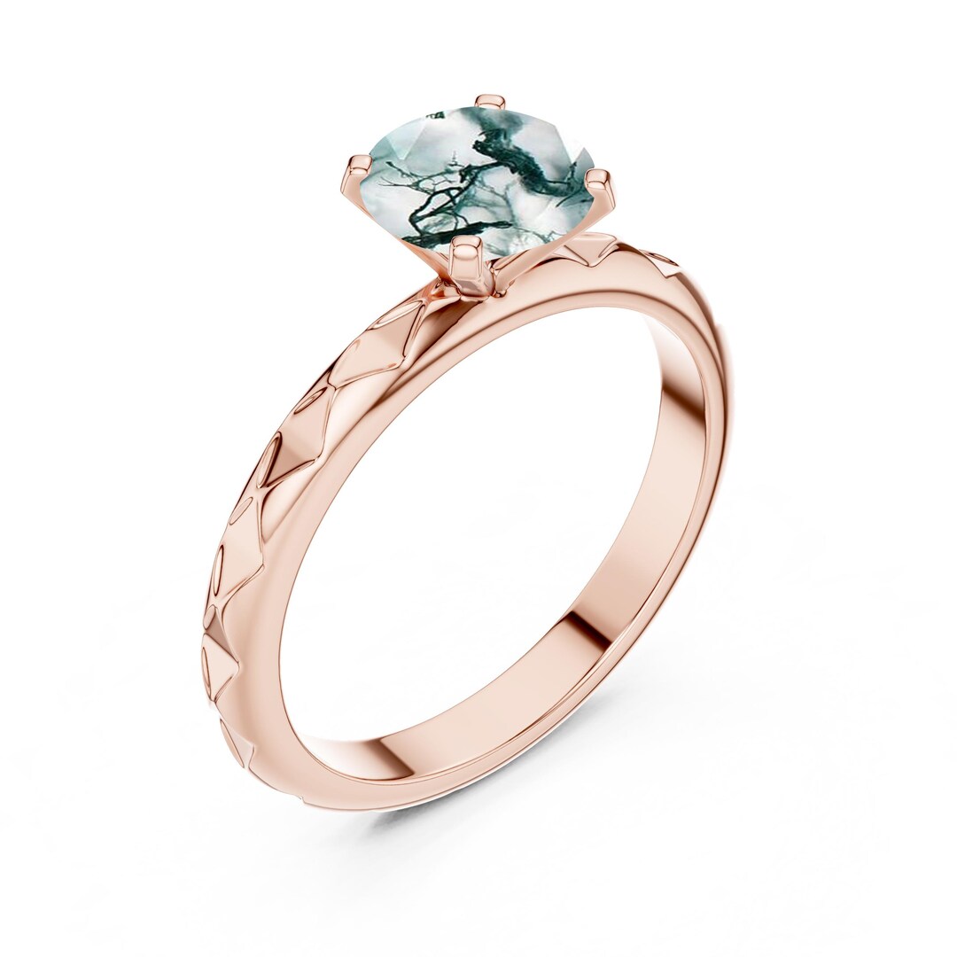 Sterling Silver Moss Agate Ring, Handmade Gemstone Ring - Etsy
