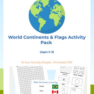 Explore the World! Geography Activity Book for Kids – Continents, Maps & Flags (Printable PDF)