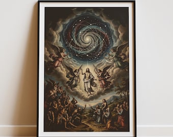 Vintage Christian Wall Art | Romans 1 Cosmic Orbit Goya Style Art