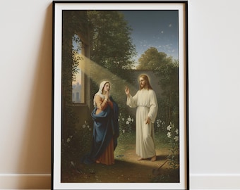 Jesus and Mary Magdalene Easter Wall Art, Resurrection Digital Print Gift