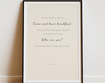 John 21:12 Bible Verse Art, Minimalist Scripture Print, Christian Home Decor, Digital Download