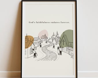 God's Faithfulness Minimalist Christian Wall Art as a Digital Download Poster
