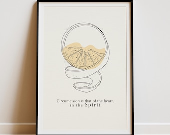 Orange Line Art & Romans 2:29 Scripture Print Set