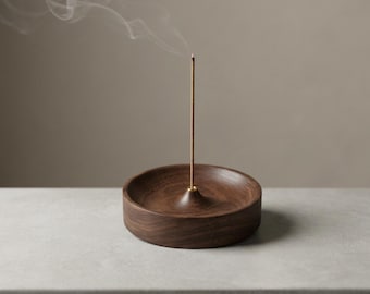 Round Wood Incense Holder, Natural Incense Tray, Stick Incense Holder, Minimalist Home Decor