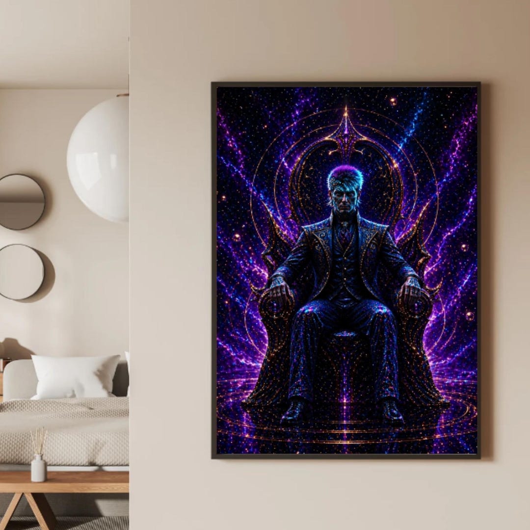The Cosmic Ruler Cosmic Ruler Throne Guardian – Mythic Fantasy Wall Art Print, Framed ...