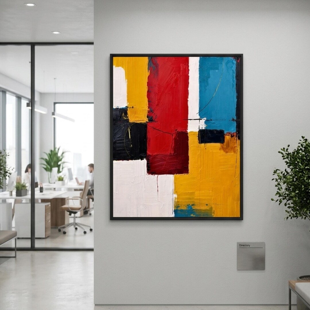Modern Abstract Color Block Art – Vibrant Red, Yellow, Blue ...