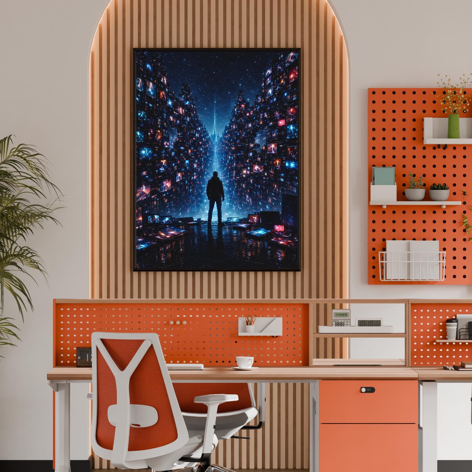 Cyberpunk Poster – Futuristic Digital Overload Wall Art (black Framed ...