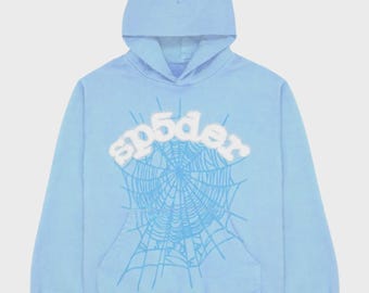 Sudadera con capucha de telaraña, sudadera con estampado de texto de nubes, sudadera estilo streetwear Y2K
