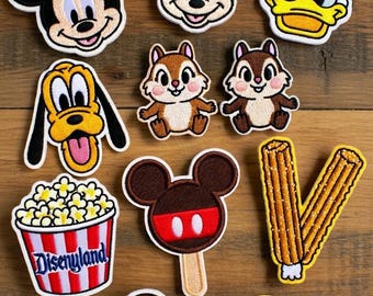 Disneyland Embroidered Patches, Mickey Mouse Minnie Mouse Iron On Patch, Vintage Food Disney Patches for Jacket Backpack Hat Uniforms