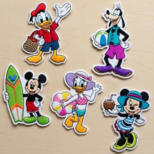 Disney Mickey and Friends Summer Holiday Embroidered Patches, Mickey Minnie And Friends Iron On Patch, Disney Trip Gift, Jacket Backpack Hat