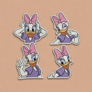 Disney Embroidered Patches, Cute Daisy Duck Iron On Patch Set, Pink Bow Girl Character Theme, Disney Gifts for Kids, For Jacket Backpack Hat