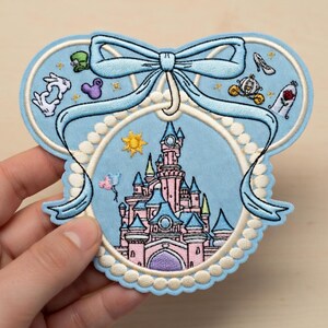 Cinderella Mickey Ears Embroidered Patch, Blue Bow Castle Iron On Patch, Disney Princess Magic Patch, Disney Gifts, Jacket Backpack Hat