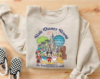 Retro Mickey and Friends Disneyworld Shirt, Walt Disneyworld Shirt, Mickey And Friends Shirts, Disney 2026 Trip, Disneyworld Matching Tee