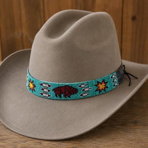 American Bison Pattern Beaded Hat Band, Western Fashion Accessory for Cowgirls And Cowboys