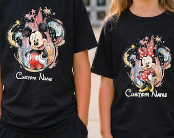 Custom Mickey Shirt, Artistic Disney Sketch Tee, Boys Mickey Shirt, Toddler Minnie Shirt, Kids Magic Kingdom Outfit, Personalized Name