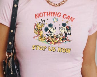 Bella Canvas® Nichts kann uns jetzt aufhalten Baby T-Shirt, Runaway Eisenbahn Crop Top, Hollywood Studios Shirt, Mickey Minnie Picknick Y2K Damen Geschenk