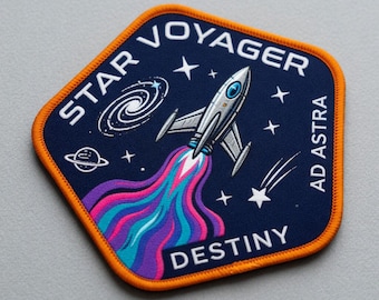 Rocket Space Patch, Star Voyager gestickt zum Aufbügeln, Aufnähen, Galaxy Abzeichen, Universum, Jacke, Rucksack, Sci-Fi Geschenk