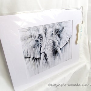 Elephant Print and Mat Board in plastic casing