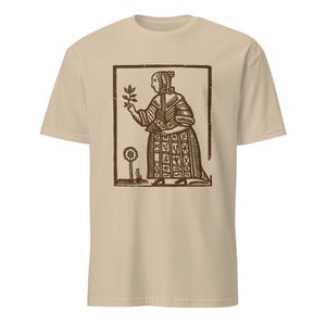Folklore Witch T Shirt | Medieval Woodcut Style Tee | Hedge Witch Herbal Folk Art Shirt | Unisex Lino Print T-Shirt