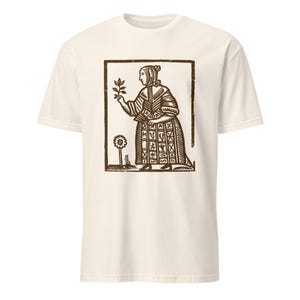 Folklore Witch T Shirt | Medieval Woodcut Style Tee | Hedge Witch Herbal Folk Art Shirt | Unisex Lino Print T-Shirt