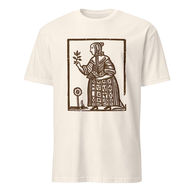 Folklore Witch T Shirt | Medieval Woodcut Style Tee | Hedge Witch Herbal Folk Art Shirt | Unisex Lino Print T-Shirt