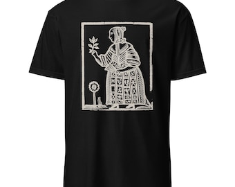 Folklore Witch T Shirt | Medieval Woodcut Style Tee | Hedge Witch Herbal Folk Art Shirt | Unisex Lino Print T-Shirt