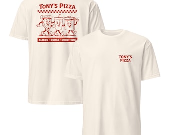 Retro Pizza Shop Graphic Tee | 70s-80s Mascot Shirt