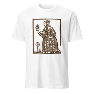 Folklore Witch T Shirt | Medieval Woodcut Style Tee | Hedge Witch Herbal Folk Art Shirt | Unisex Lino Print T-Shirt