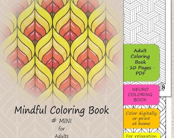 Mini Neuro Coloring Book | 10 Printable Pages | Mindful Relaxing Line Art | Digital Download