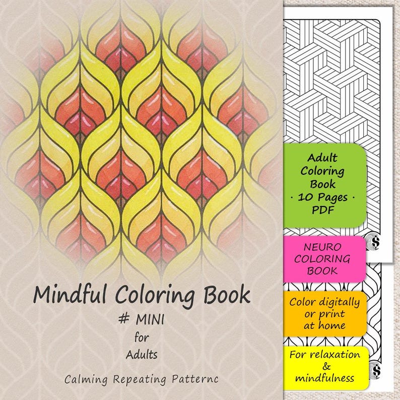 Mini Neuro Coloring Book | 10 Printable Pages | Mindful Relaxing Line Art | Digital Download image 1