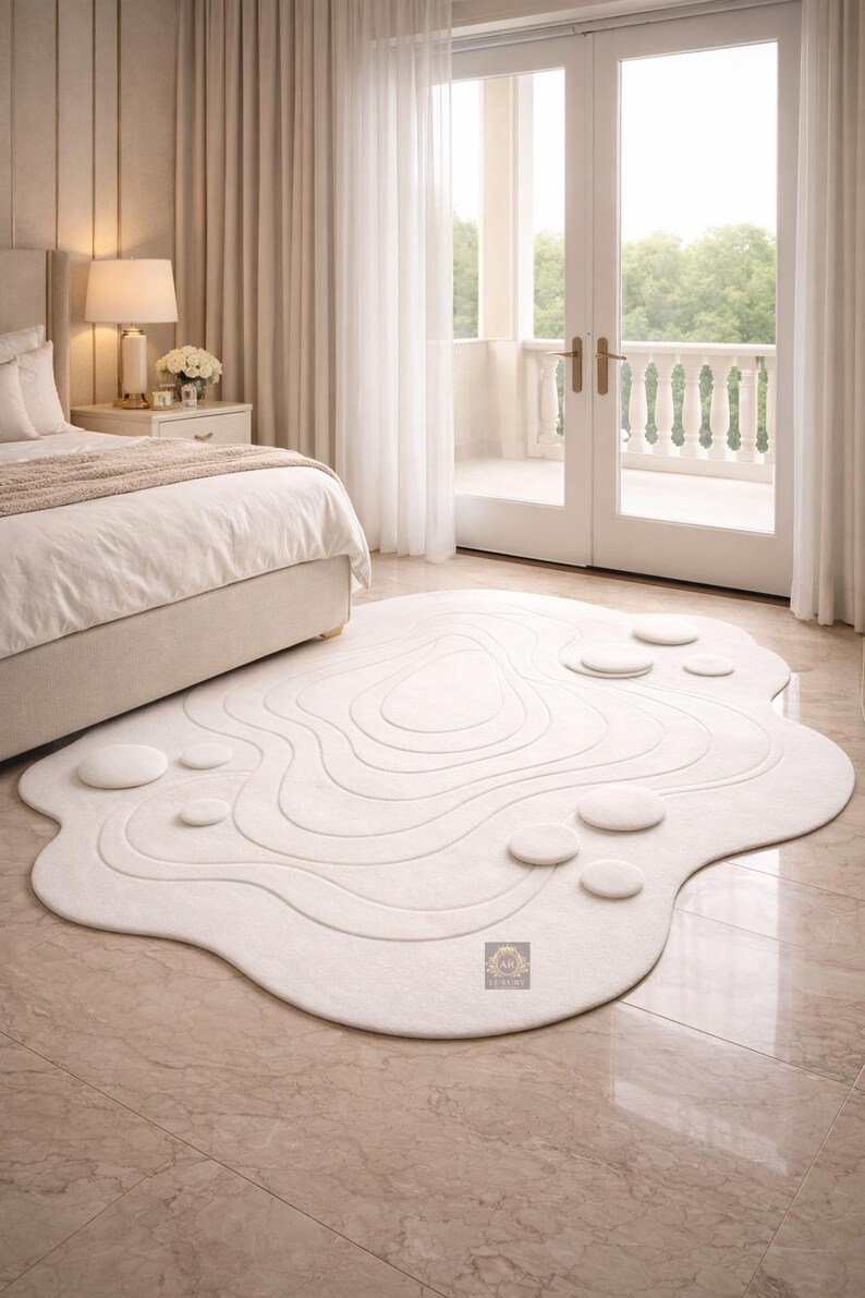 Luxury White Abstract Area Rug – Modern Sculpted Rug for Living Room - Etsy