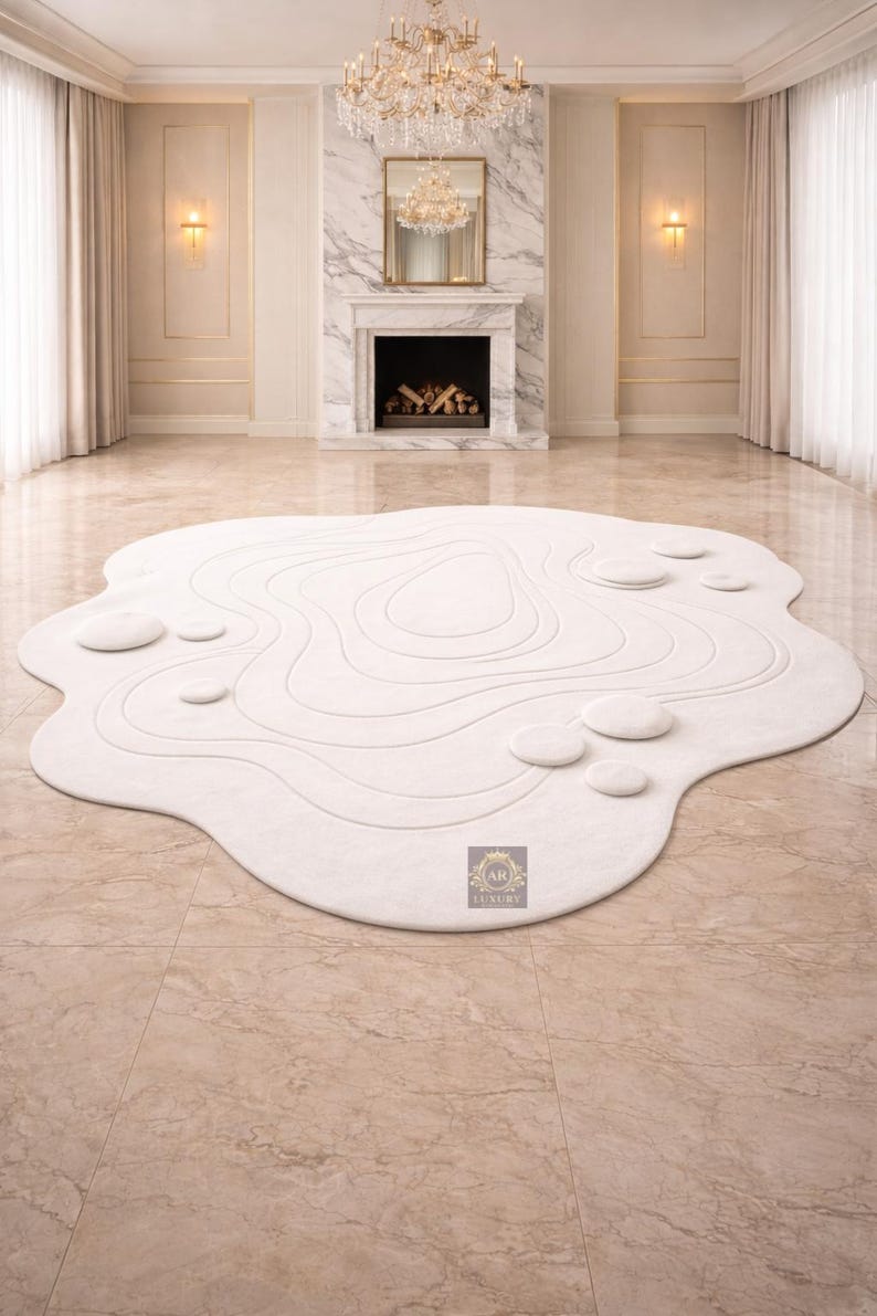 Luxury White Abstract Area Rug – Modern Sculpted Rug for Living Room - Etsy