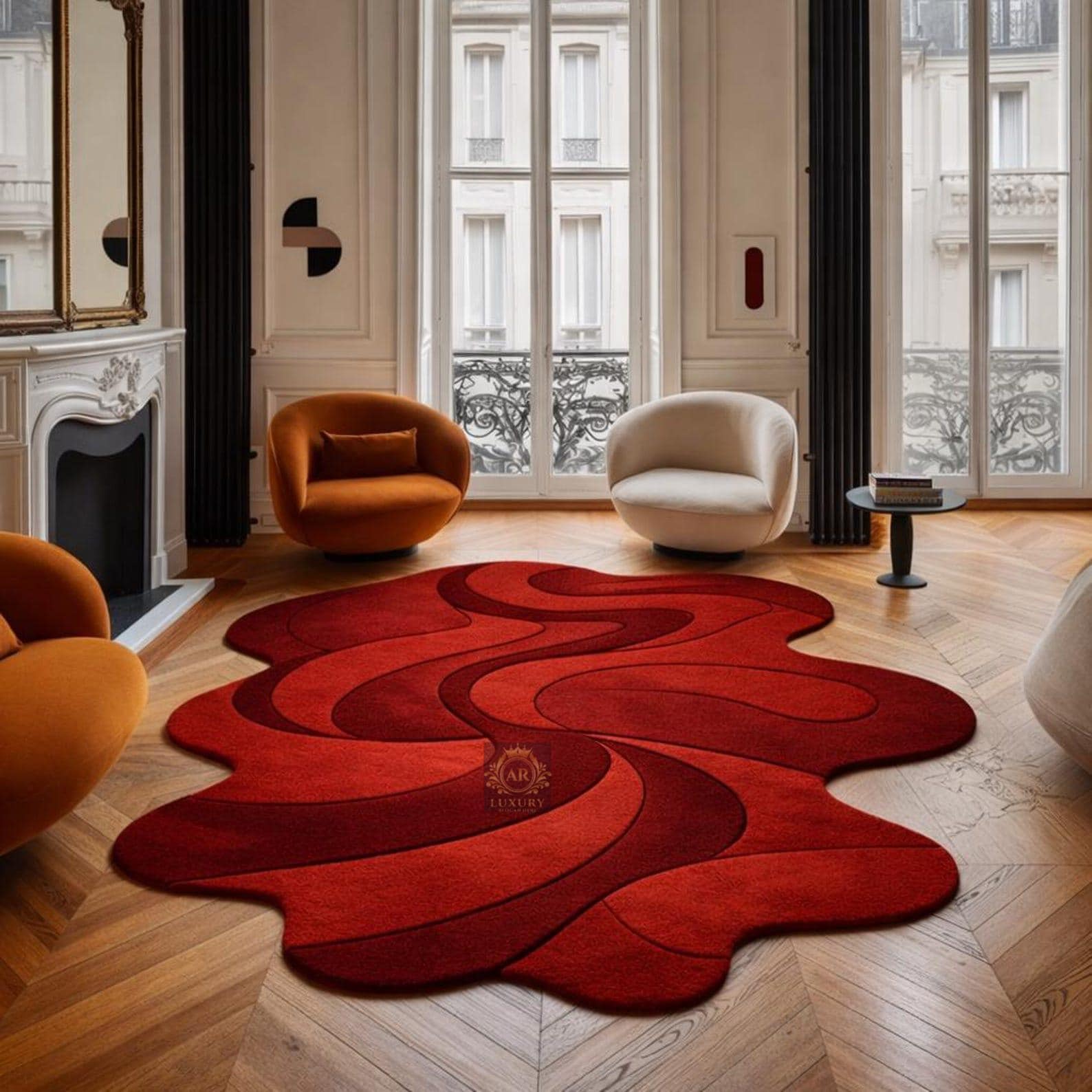 Modern Rug Red Pattern Modern Red Abstract Area Rug | Contemporary Designer Carpet | Luxury ...