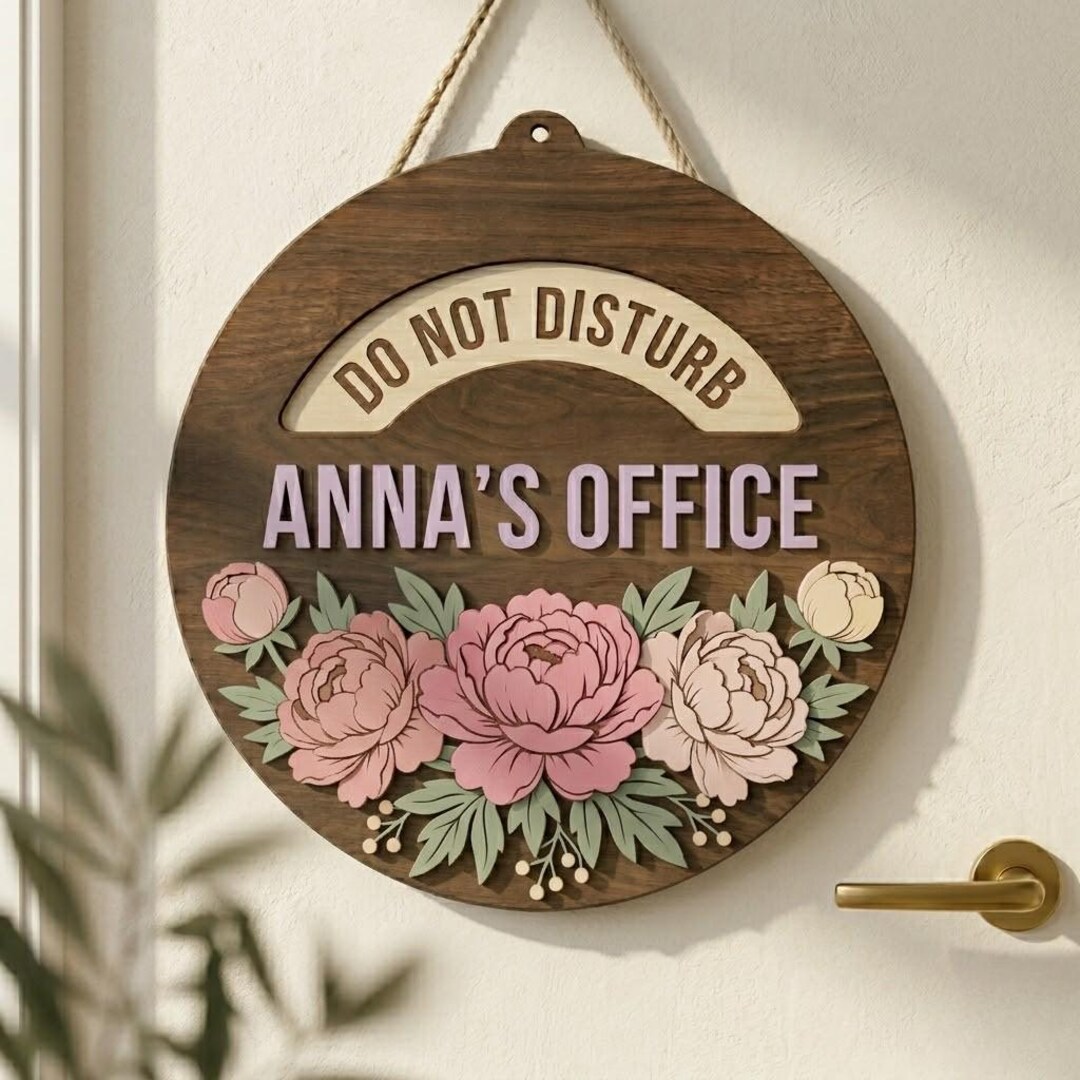 Custom Office Status Spinner Sign, Peony Eucalyptus Door Decor ...