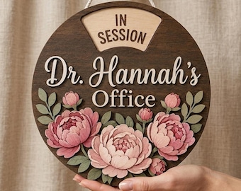 Custom Office Status Spinner Sign, Personalized Wooden Door Sign, Work In Progress Rotating Sign, Boss Gift, Office Name Decor