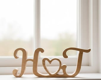 Initialen teken paren, gepersonaliseerd houten naambord, initialen paar houten plaquette, huwelijksverjaardag, verlovingscadeau