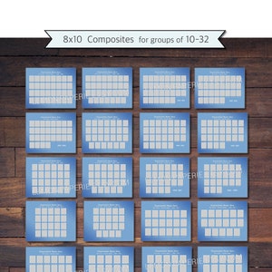 SET of 23 Composites - 8x10 Composites for groups of 10-32, Photoshop Templates, INSTANT DOWNLOAD - SCH70