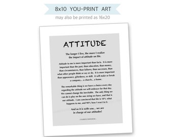 8x10 You-Print Printable Art | Attitude - Life is how you react to it - Word Art (WAL4) Instant Download