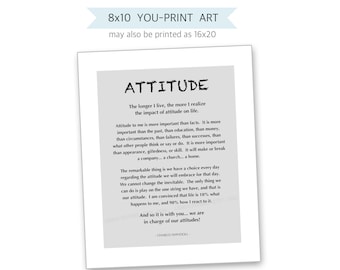 8x10 You-Print Printable Art | Attitude - Life is how you react to it - Word Art (WAL4) Instant Download