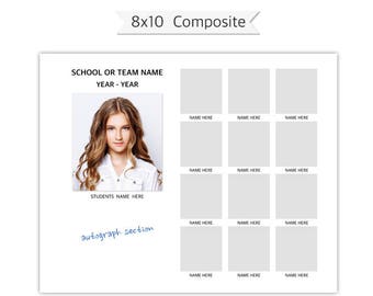 8x10 School or Sports Composite, Photoshop Template, PSD - SCH31 - INSTANT DOWNLOAD