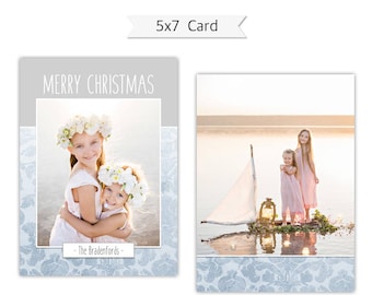 5x7 Christmas Card, Holiday Card, Photoshop Template - CARD22 - INSTANT DOWNLOAD