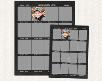 School Composite Template for 16, in 8x10 and 5x7, Daycare Template, Photoshop Template, Memory Mate (SC205) INSTANT Download