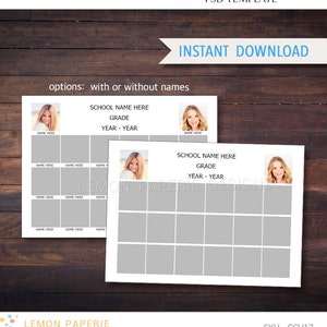 5x7 Class Composite for 20, Memory Mate, Photoshop Template - INSTANT DOWNLOAD - SCH17