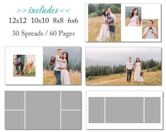 SALE 12x12 WHCC Album Template 60 Page - Includes 12x12, 10x10, 8x8, 6x6 - INSTANT Download - ALB31