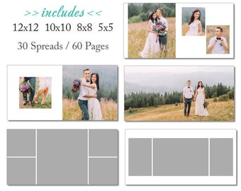 12x12 Millers Album Template 60 Page - Includes 12x12, 10x10, 8x8, 5x5 - INSTANT DOWNLOAD - ALB30