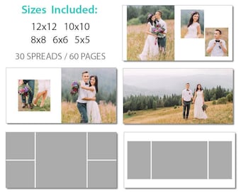 12x12 ProDPI Album Template 60 Page - Includes 12x12, 10x10, 8x8, 6x6, 5x5 - INSTANT DOWNLOAD - ALB33