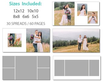 SALE 8x8 ProDPI Album Template 60 Page - Includes 12x12, 10x10, 8x8, 6x6, 5x5 - INSTANT DOWNLOAD - ALB33