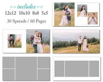 SALE 12x12 Millers Album Template 60 Page - Includes 12x12, 10x10, 8x8, 5x5 - INSTANT DOWNLOAD - ALB30