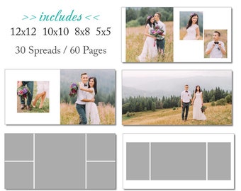 SALE 8x8 Millers Album Template 60 Page - Includes 12x12, 10x10, 8x8, 5x5 - INSTANT DOWNLOAD - ALB30