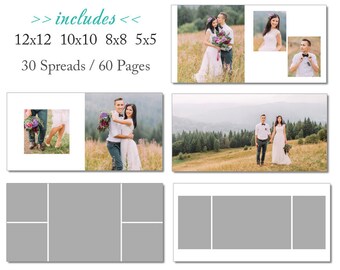 5x5 Millers Album Template 60 Page - Includes 12x12, 10x10, 8x8, 5x5 - INSTANT DOWNLOAD - ALB30